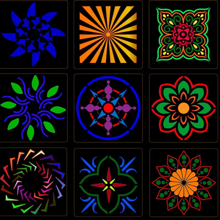 MWOOT 64 Pieces Mandala Painting Stencils,Reusable Paint Drawing Templates  for DIY Rock Stone Painting Canvas Wall Decors Art Set,Plastic Scale