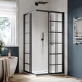 thumbnail image 3 of Sunny Shower 34"D×34"W×72"H Corner Entry Sliding Shower Doors Shower Enclosure,1/4" Clear Glass,Black Check Finish, 3 of 11