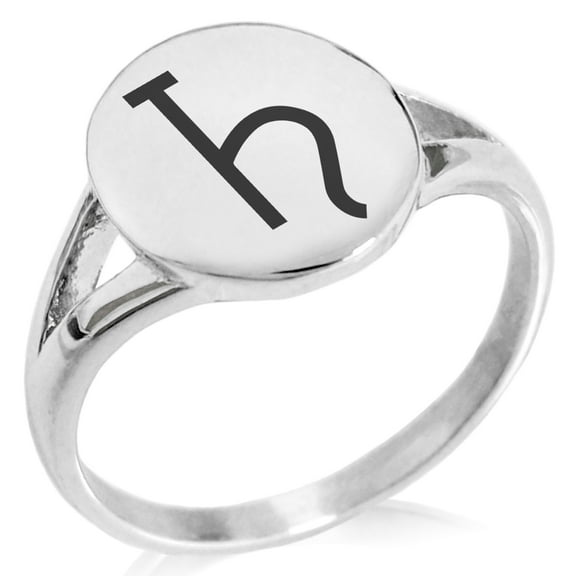 Tioneer Stainless Steel Solar System Planetary Saturn Minimalist Oval Top Polished Statement Signet Ring