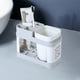 thumbnail image 1 of pstuiky Organizador de almacenamiento esquinero para baño con 4 niveles desmontables ruedas giratorias y orificios de drenaje., 1 of 6