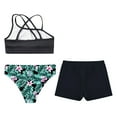 thumbnail image 4 of YONGHS Girls 3 Piece Swimsuits Bathing Suit Sports Crop Top Briefs Swim Trunks Outfits Swimwear Lily 12, 4 of 7