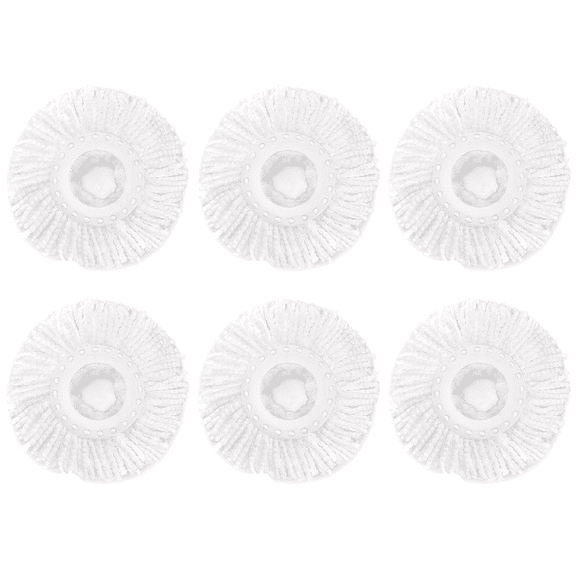 6 Pack Spin Mop Replacement Head for Hurrica, Mopnad, Cassabel and Other 360 Spin Mop Systems, Microfiber Spin Mop Refills (6pc-White)