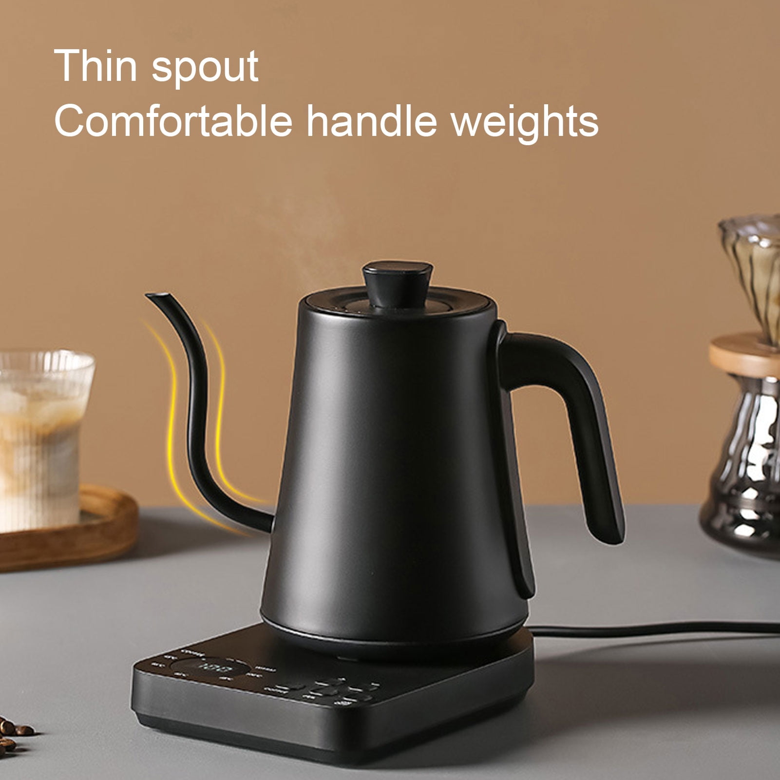 Suodoka 1000ml Gooseneck Electric Kettle with LCD Screen, 1.0L / 33.8 oz Stainless Steel Pour Over Coffee Kettle and Tea Pot with Precision Temperature Control and Fast Boiling Tech