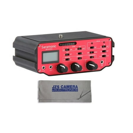 Audio Preamplifier - Saramonic SR-AX104 Two-Channel XLR Audio Adapter with Preamplifiers and Phantom Power for DSLR Cameras & Camcorders, & Cleaning Cloth