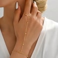 thumbnail image 3 of Hand Chain Bracelet Ring Bracelet(Golden),Finger Ring Bracelet Hand Chain for Women Trendy Jewelry(16cm), 3 of 5