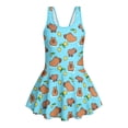 thumbnail image 4 of Uourmeti Cartoon Capybara & Lemon Print Girls Skirted One-Piece Swimsuit - Quick Dry Stretch Swim Dress for Beach, Pool & Summer Vacations, 4 of 8