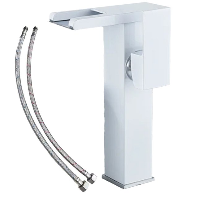 Bgsha LED Waterfall Faucet Bathroom Faucet with Water Inlet Pipes Cold Hot Mixer Tap