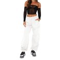 thumbnail image 6 of JJHGVB Cargo Pants Women High Waisted Pants Spring And Summer Solid Printed Casual Wide Leg Cotton And Linen Explosion Loose Pants Female Wide Leg Pants Woman Baggy Pants White L, 6 of 8