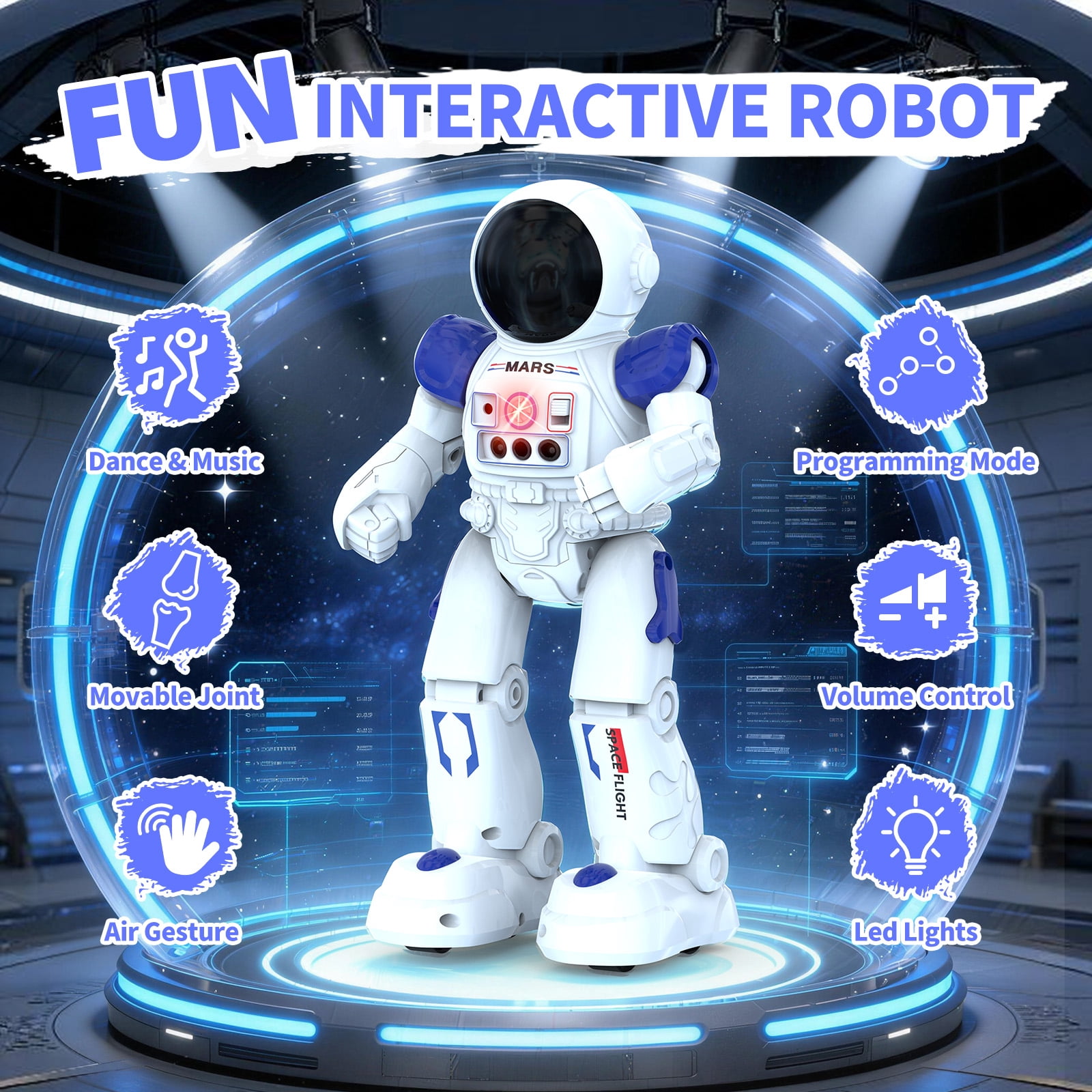 Lvelia RC Robot Toy for Kids,Gesture & Sensing Programmable Interactive Remote Control Singing Dancing Rechargeable Smart Robot with Auto-Demon, Birthday Gift for 3+ Years Old Boys Girls
