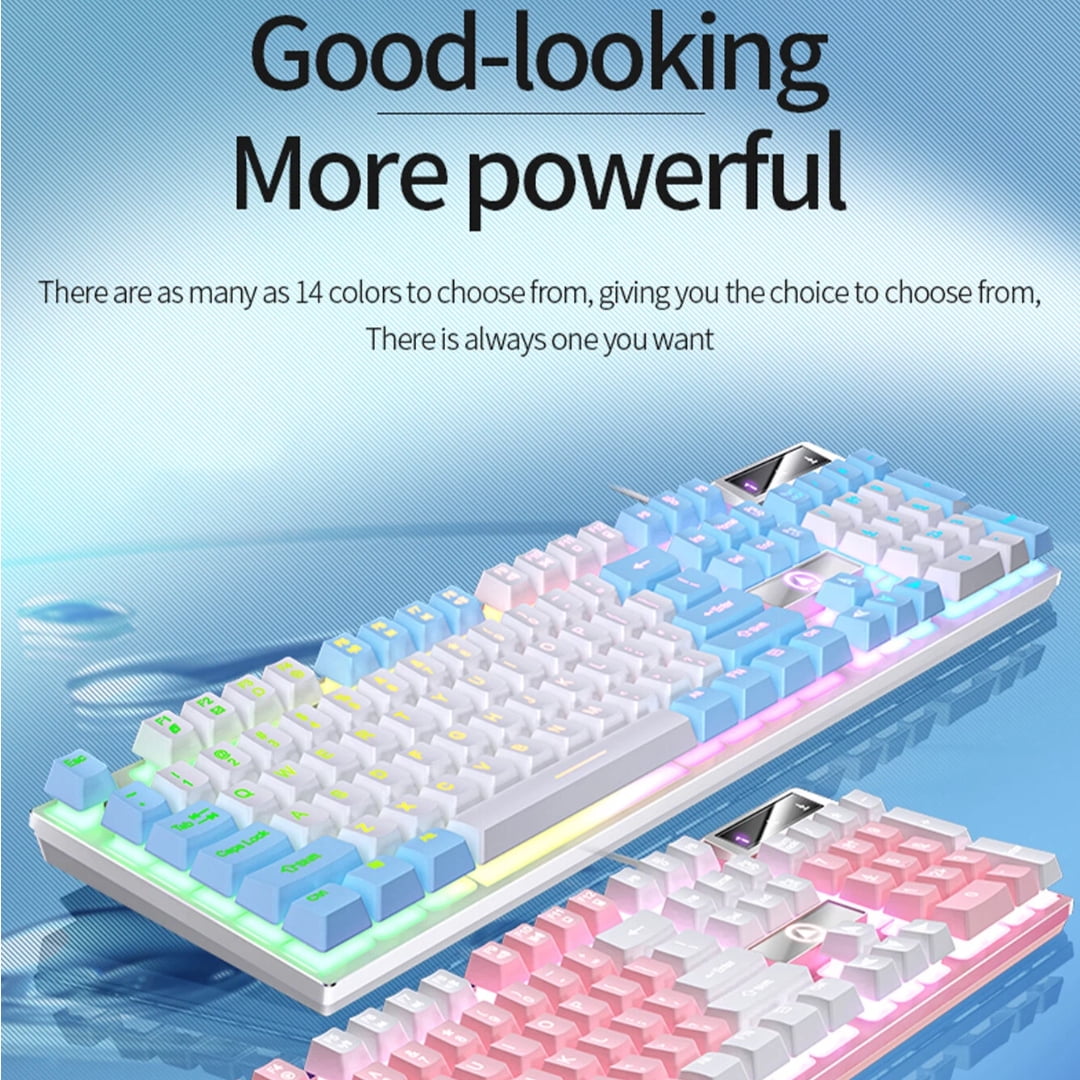 JELLOO Wired Gaming Keyboard - Color-Blocked Luminous Mechanical Feel, Thanksgiving & Christmas Gift Idea