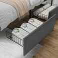 thumbnail image 6 of Contemporary Queen Size Metal Platform Bed with Linen Upholstered Headboard, Footboard, and 2 Underbed Storage Drawers - Gray, 6 of 7
