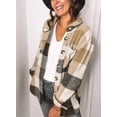 thumbnail image 6 of Asyoly Womens Flannel Plaid Shirts Jacket Long Sleeve Button Down Loose Lapel Shacket Jacket Oversized Coats With Pocket, 6 of 8
