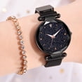 thumbnail image 5 of Reloj de pulsera magnético de aleación de cuarzo de moda para niños y niñas casuales - Reloj de cielo nocturno estrellado de edición negra, 5 of 5