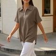 thumbnail image 6 of Otntypg Women's Quarter Zip Short Sleeve Tops Lightweight Casual Waffle Knit Collared Golf Shirts Loose Fit Dressy Textured Pullover Blouse, 6 of 8
