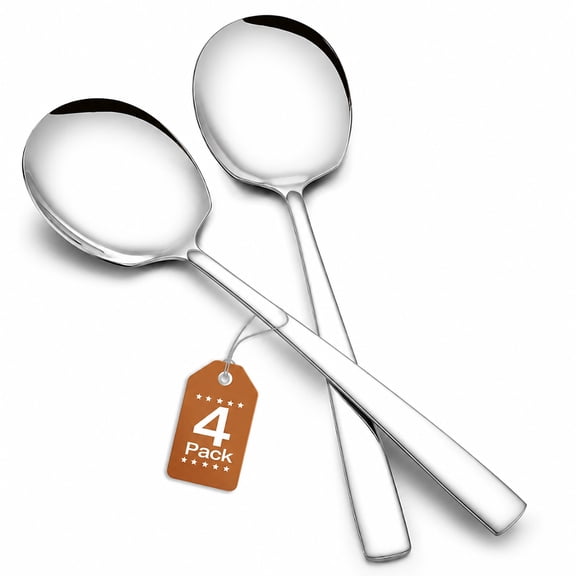 Set of 4 XL Serving Spoons, Food-Grade Stainless Steel Serving Utensils, Mirror Polished Dishwasher Safe Buffet Serving Tools