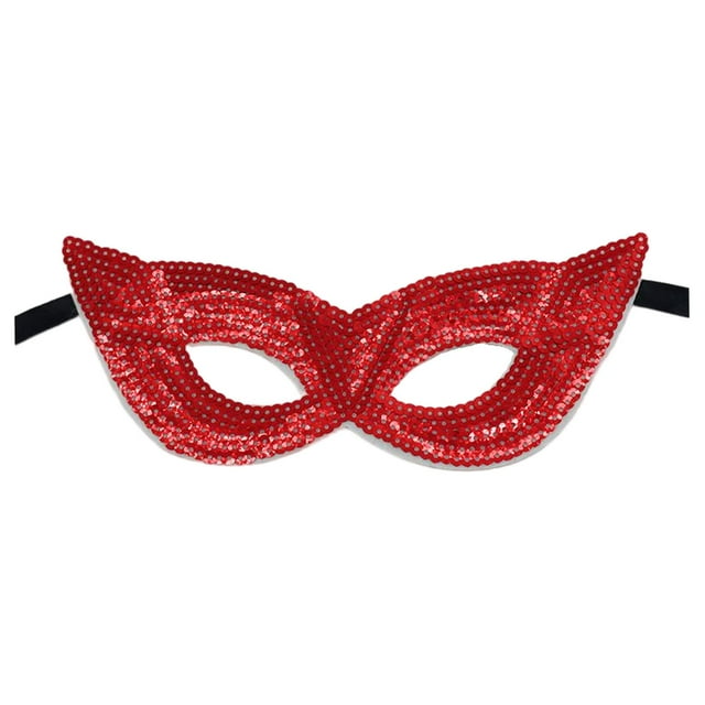 Máscara de mascarada de Mardi Gras, disfraces de cosplay, máscara de fiesta de lentejuelas, máscara de media cubierta para los ojos Rojo