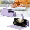 thumbnail image 5 of Dteck for Samsung Galaxy Z Fold 4 Wallet Case with S Pen Holder & Crossbody Lanyard Strap & Wrist Strip, Shockproof Stylish Protective Cover for Galaxy Z Fold 4,Purple, 5 of 6