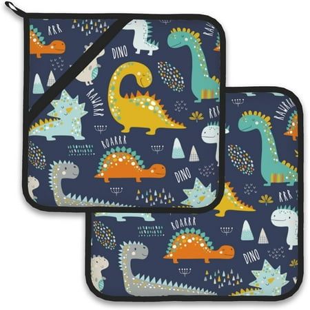 

JUSIP Cute Dinosaur Pot Holder Set of 2 Heat Resistant Potholders Oven Hot Pads for Kitchen Cooking Baking BBQ
