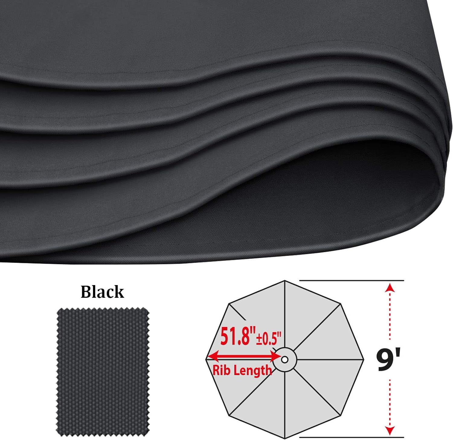 ALUVIERA 9ft Umbrella Cover Only for 8 Rib Outdoor Patio Umbrella Replacement Canopy Top