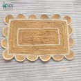thumbnail image 2 of 2x3 Scalloped Jute Doormat Rug , Scallop Rag Rug Doormat with Off White Outlines, 2 of 8