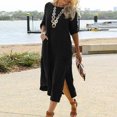 thumbnail image 3 of Joernso Fashion Dress O Neck Lightweight All-match Slit Hem Long Dress Women Clothes, 3 of 8