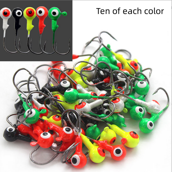 50Pcs 1/32 -1/4 Oz Lead Jig Heads Fishing Hooks Crappie Ball Head Lure Bait