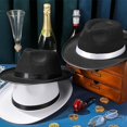 thumbnail image 4 of Fedora Brim Felt Church Hat Men Western Cowboy Hat Jazz Hat Summer Beach Sun Hat with Ribbon Band Men's 1920s Gatsby Gangster Costume, 4 of 5
