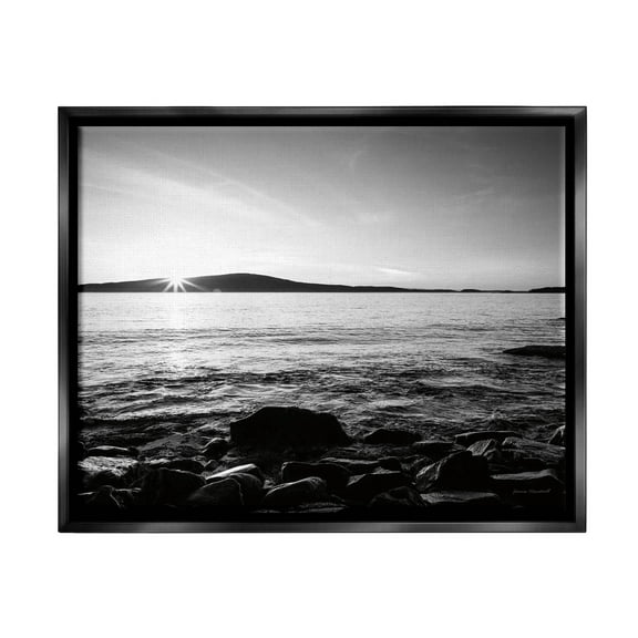 Stupell Industries Frenchman Bay Nautical Seascape Photograph Jet Black Floating Framed Canvas Print Wall Art, Design by Laura Marshall