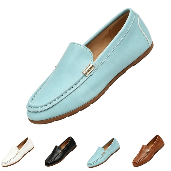 Women's Classic Comfort Leather Penny Loafers Casual Slip-Ons Lightweight Walking Flats Driving Mocs Boat Shoes,39