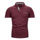 thumbnail image 4 of Mens Casual Manga Corta Botón Abajo Camisas Red Empalme Solapa Camiseta Superior, Poliéster Ligero para el Invierno, 4 of 9