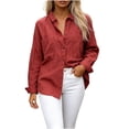 thumbnail image 2 of Women's Winter Cardigan Long-Sleeved Cardigan With Buttons Double Pockets And Collared Shirts Top Cozy Layered Top for Women Red 2XL, 2 of 5