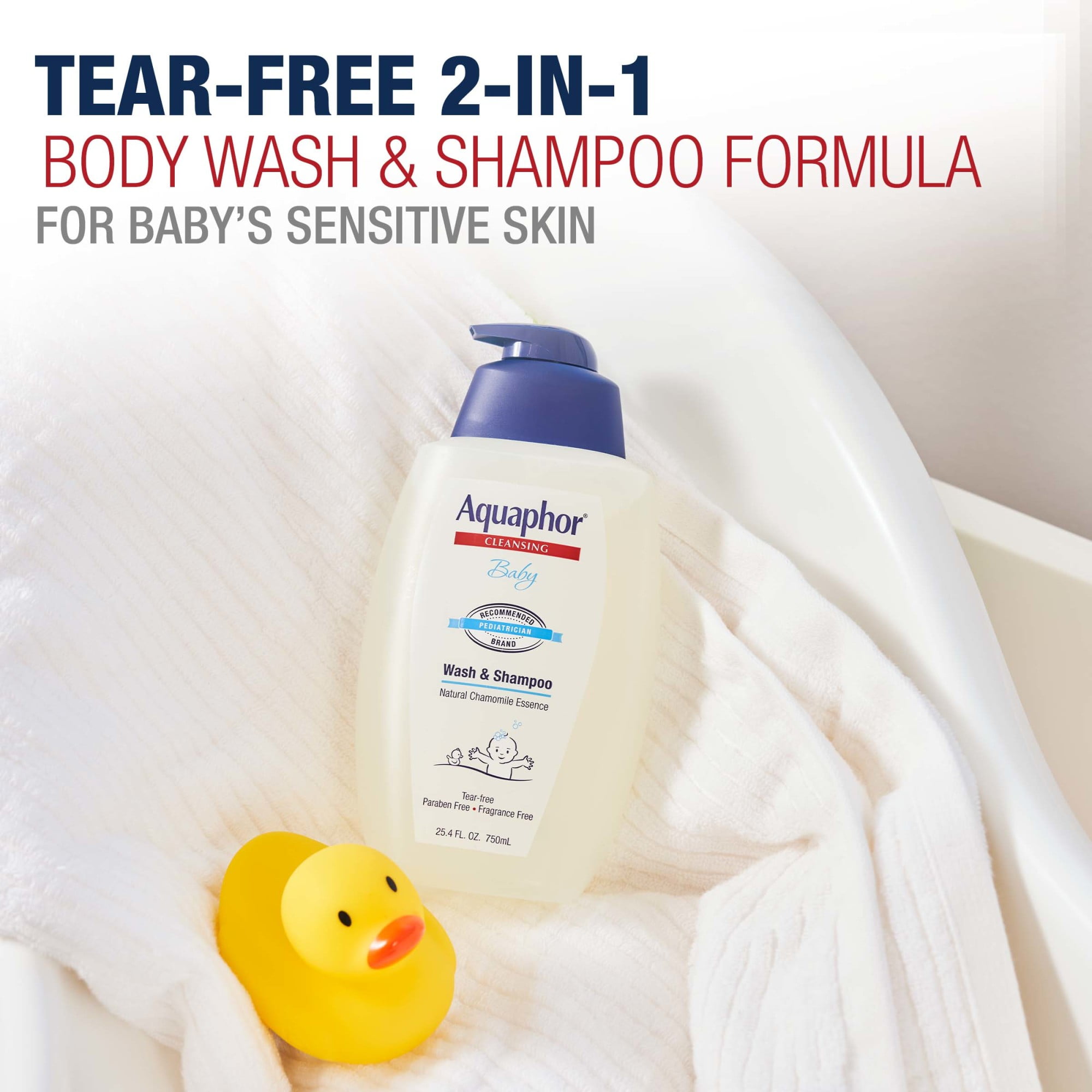 (2 pack) Aquaphor Baby Wash & Shampoo, Fragrance Free and Tear Free for Baby's Sensitive Skin, 25.4 fl oz
