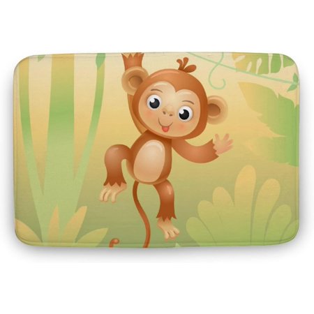 

Monkey Brown Cartoon Door Mat Quick Dry Shoe Scraper Stain and Fade Resistant Repels Water Doormat Low-Profile Mats for Indoor Outdoor Entry 24x16 Inch