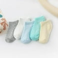 thumbnail image 6 of Girls Boys Breathable Mesh Low Cut Socks 5-Pack Thin Cotton Summer No Show Socks with Ruffled Cuff Smiley Faces, 6 of 7