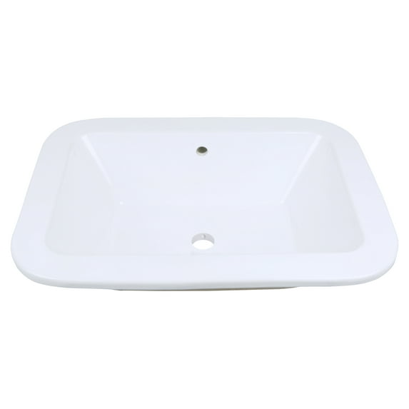 21.75-in. W Undermount White Vessel For Deck Mount Deck Mount Drilling