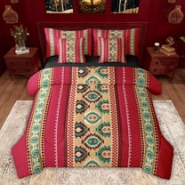 jejeloiu Retro Aztec Geometric 7-Piece Twin Bedding Sets,Red Brown Cyan Bedding Comforter Set For Men Women Reversible