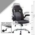thumbnail image 3 of Office Chair, Gaming Chair Bonded Leather, Ergonomic Computer Desk Chair Task Swivel Executive Chairs High Back with Flip-up Armrests, 3 of 6