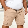 thumbnail image 6 of Big Men's Cotton Cargo Shorts Below Knee, Elastic Waist Drawstring Muti Flap Pocket Shorts, Lightweight Outdoor Hiking Shorts for Casual & Sports Wear Size S-5XL Beige, 6 of 8
