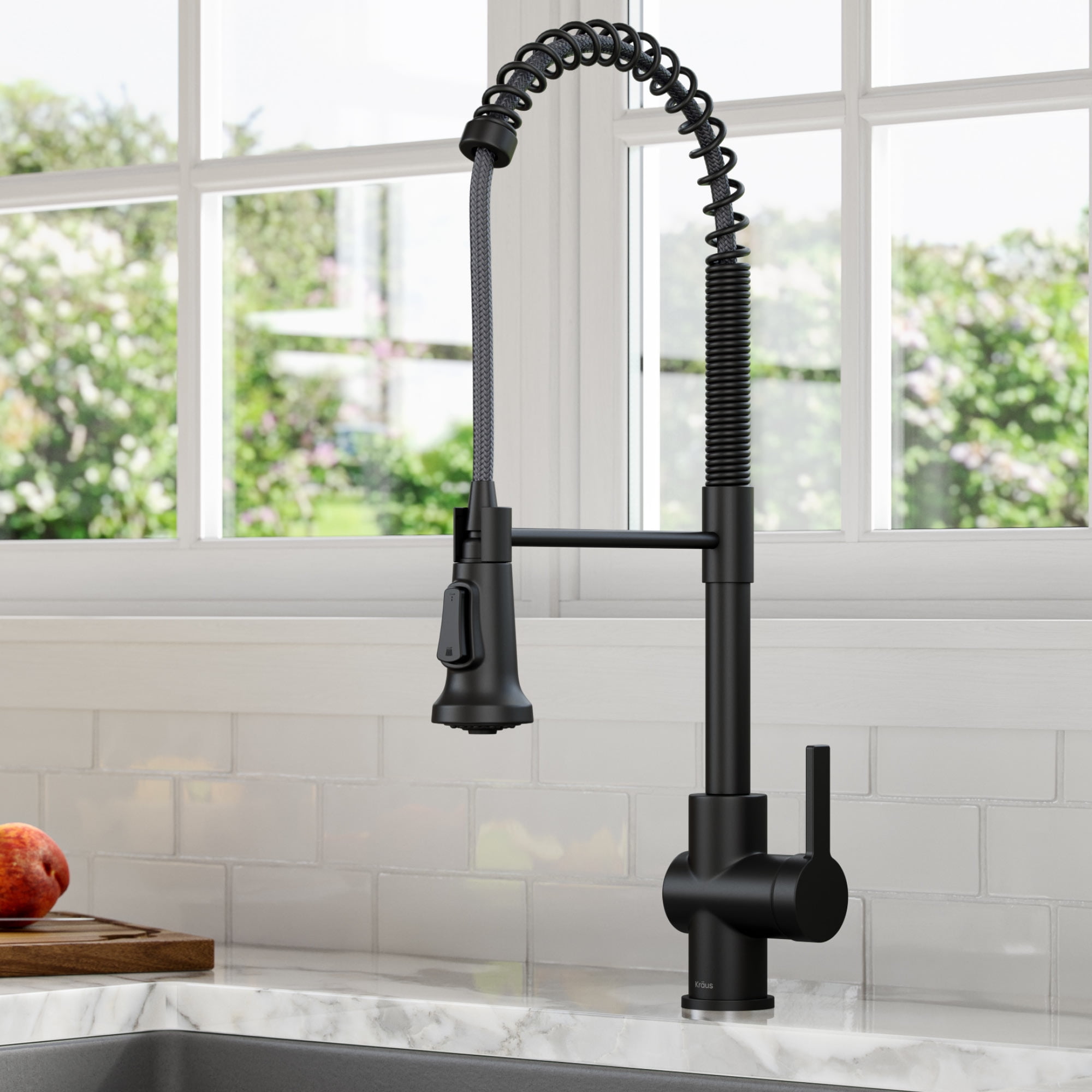 Kraus Britt Commercial Style Pull-Down Single Handle Kitchen Faucet in Matte Black