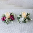 thumbnail image 4 of Artificial Hydrangea Candle Rings Wreaths 3 inch Center Eucalyptus Leaves Wreaths Small Boho Wreath Pillar Candle Holder for Easter Wedding Home Door Tabletop Decoration, 4 of 9