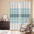 thumbnail image 3 of Teal Aqua Stripes Kitchen Curtains 96 Inch Length, Modern Ombre Abstract Aesthetics Grommet Top Bedroom Living Room Curtains, Light Filtering Cafe Curtain Drapes 2 Panels Set 104''x96'', 3 of 9