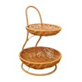 thumbnail image 1 of Cesta de frutas tejida de imitación de ratán, cesta para guardar aperitivos, decoración, organizador de almacenamiento que ahorra espacio para cocina Dos capas, 1 of 8