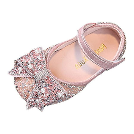 

WuLIQna Girls Toddler/Little Kid Dress with Heels Bow Party Wedding Princess Shoes Toddler Kids Girls Soild Colour Bowknot Princress Shoes Soft Sole The Floor Barefoot Non Slip First s Pre Shoes