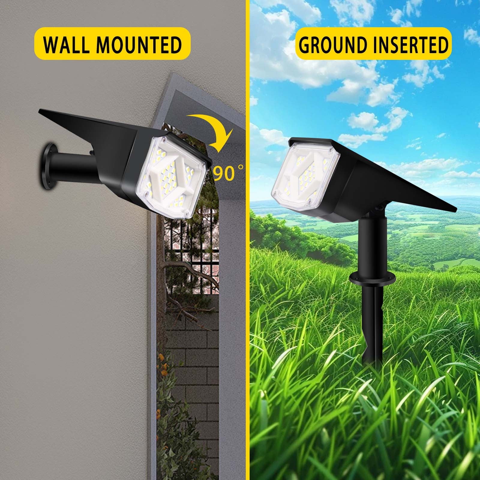 38 LED Solar Spotlight Outdoor Garden Lights Waterproof Ground Spike Lamp for Yard Pathway Tree Decoration at Night