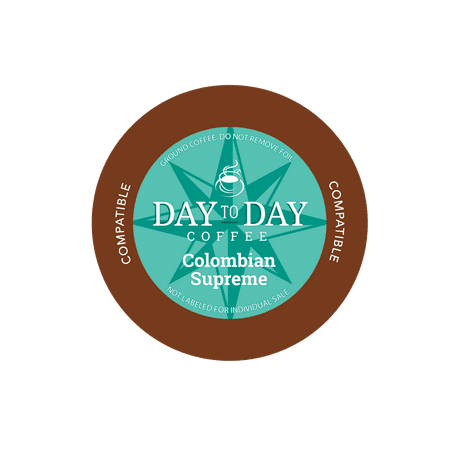 Day To Day Colombian Supreme Single Serve Coffee Cups, Fits Keurig K Cup Brewers, 12 Coffee Pods