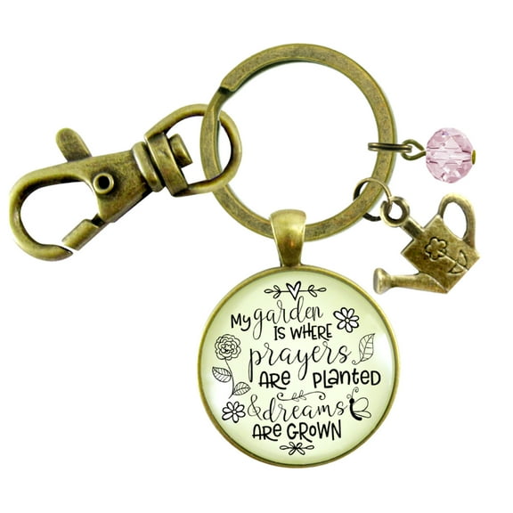 Faithful Gardener Keychain My Garden Where Prayers Are Planted Womens Gift Jewelry