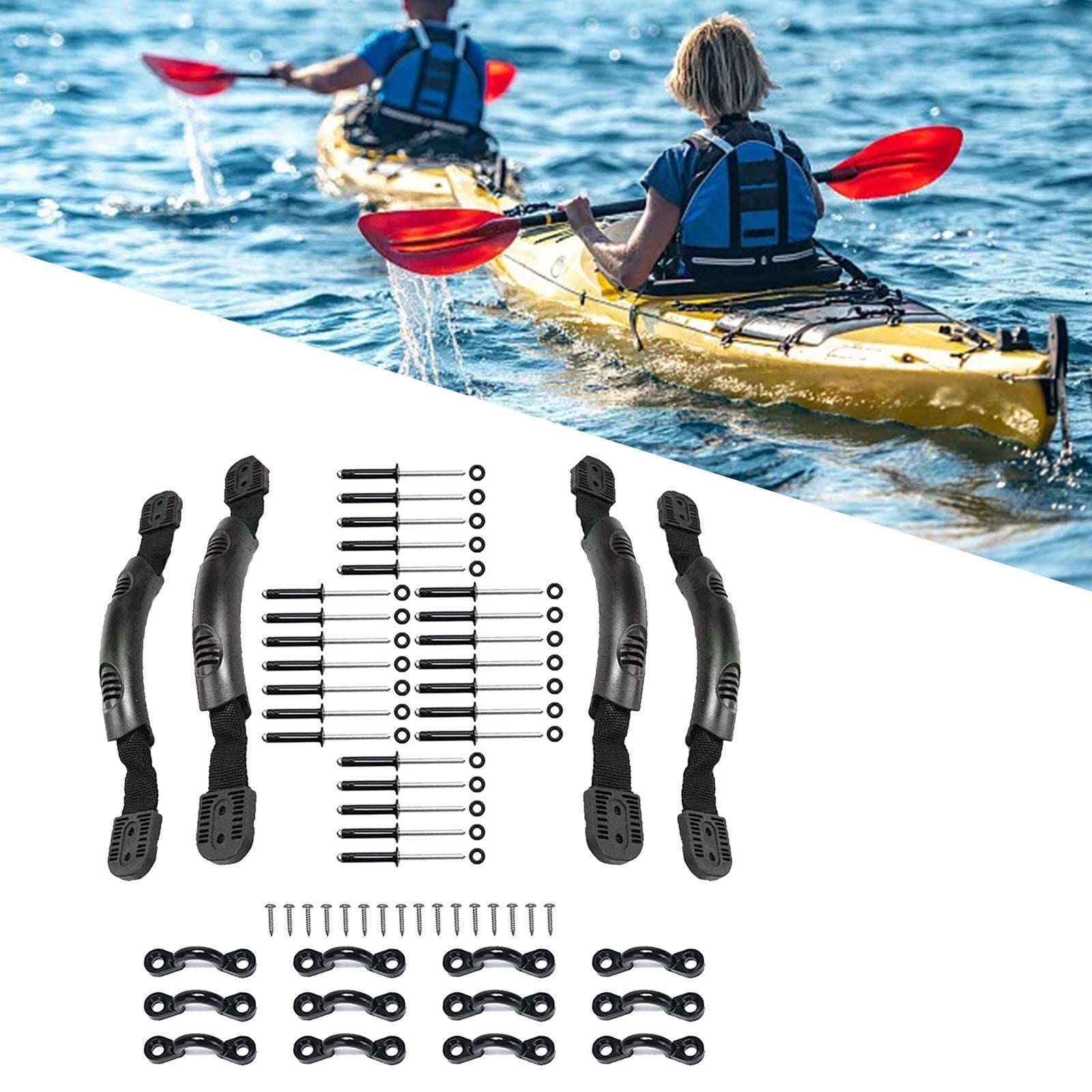 funtasica Kayak Handles Canoe Handle Supplies DIY with Screws Pad Eye Portable Kayaking Accessories Replacement Carry Handles for Canoe Black