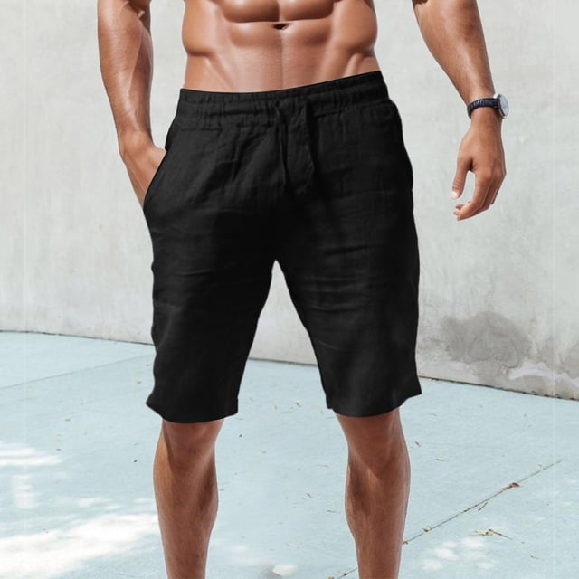 WILLBEST Pantalones Cortos Casuales de Verano para Hombre, de Color Liso y con Cordón.