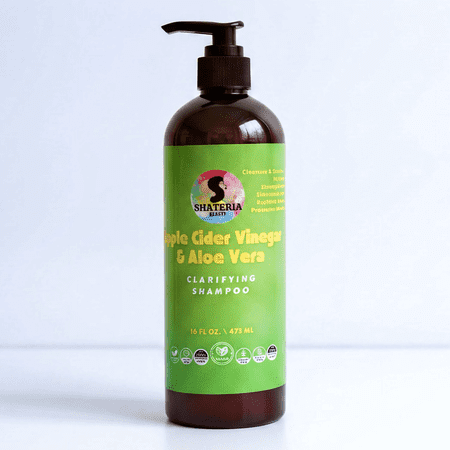 Shateria Beauty Apple Cider Vinegar & Aloe Vera Clarifying Shampoo for Curls & Locs Buildup Removal Vegan 16 fl oz