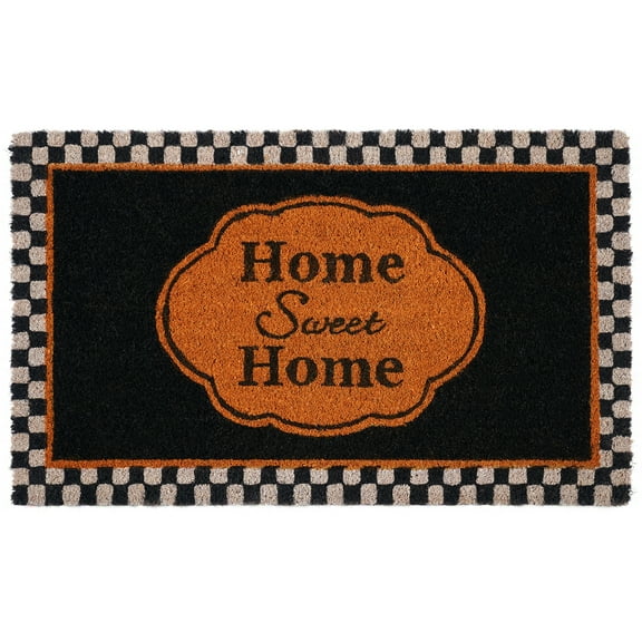 Kate Aurora Pumpkin Spice Colored Home~Sweet~Home Coir Bristled Outdoor All Season Welcome Mat - 18"x30"